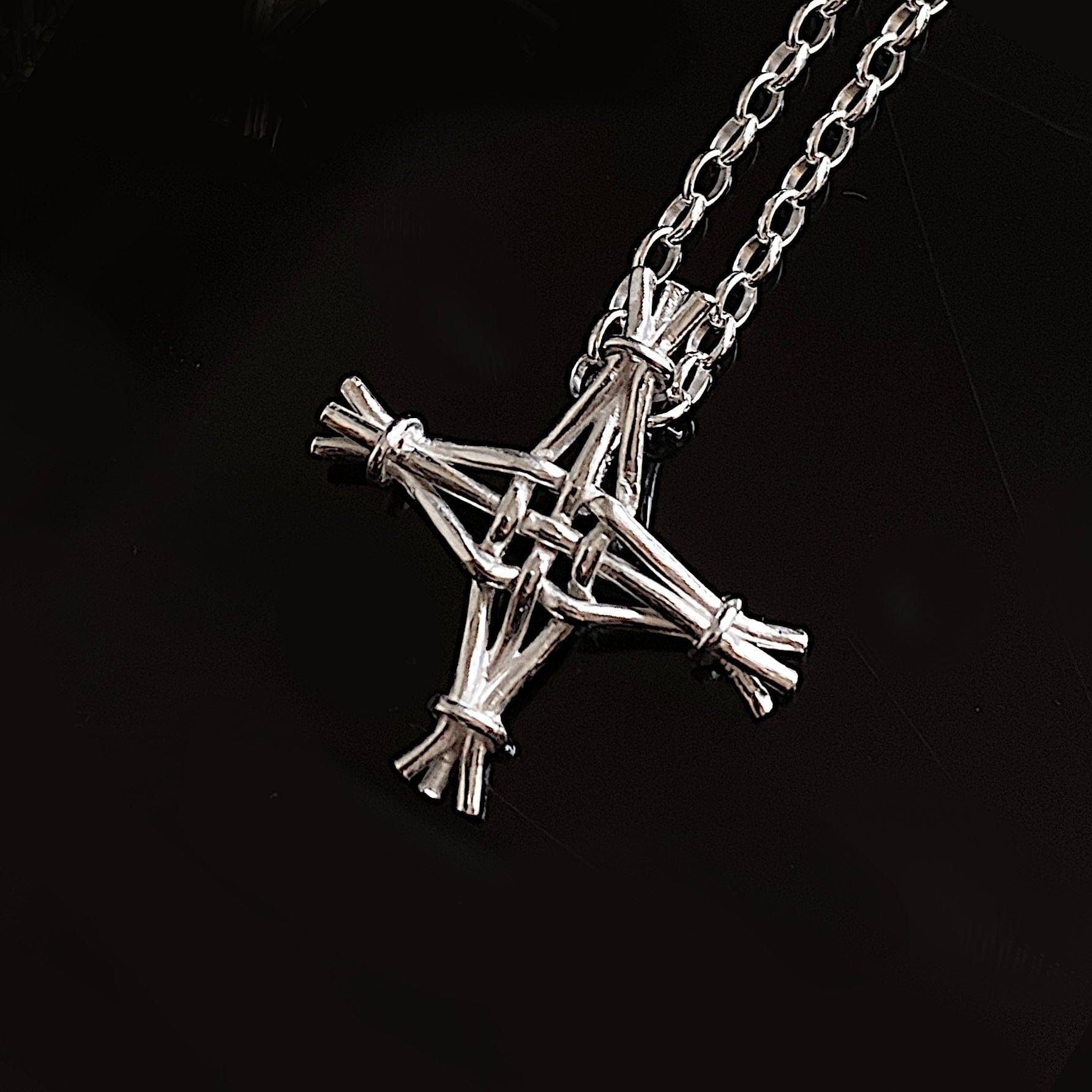 Martina Hamilton St. Brigid Cross | Sterling Silver Woven Reed Pendant Medium