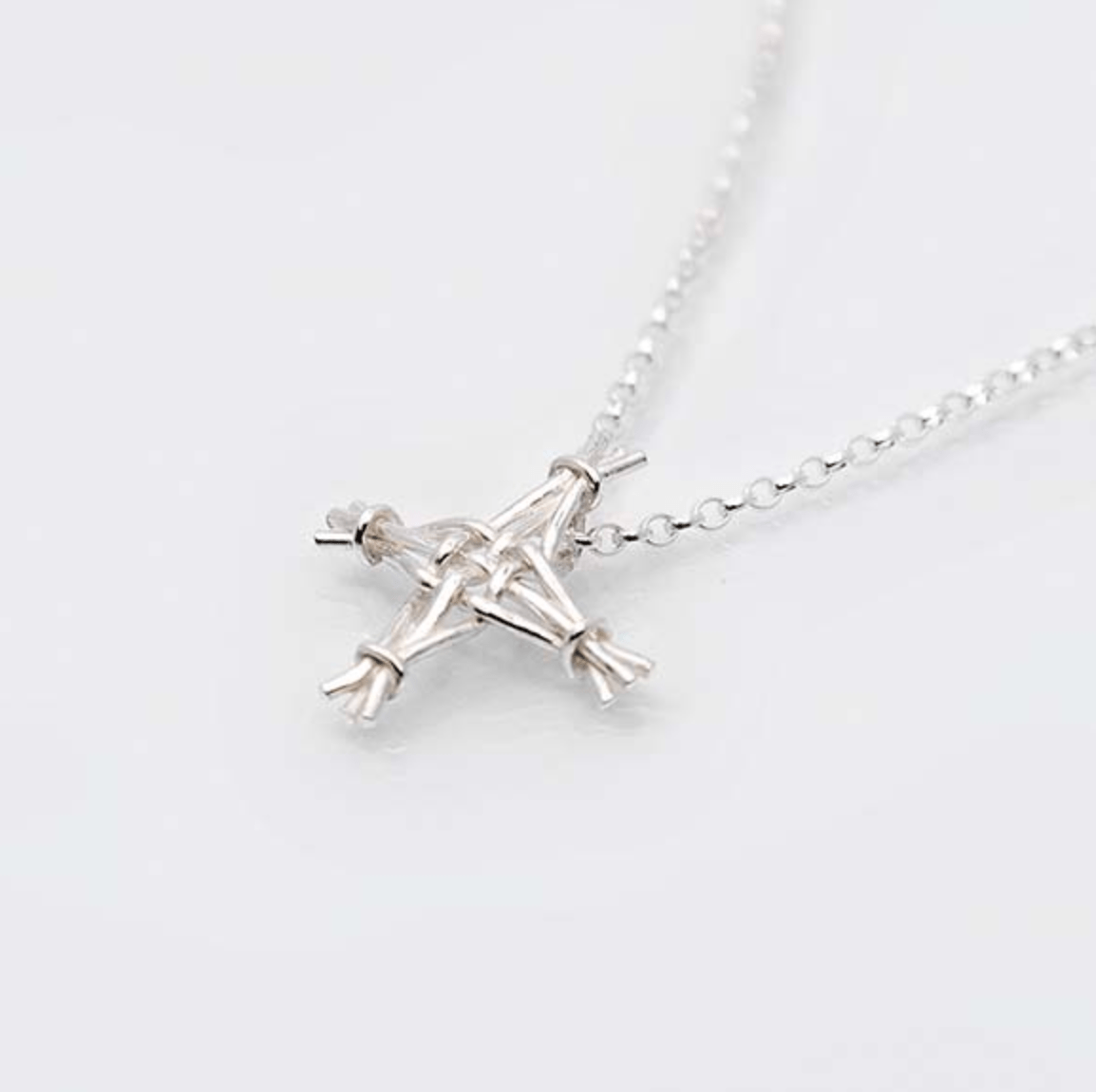 Martina Hamilton St. Brigid Cross | Sterling Silver Woven Reed Pendant Medium