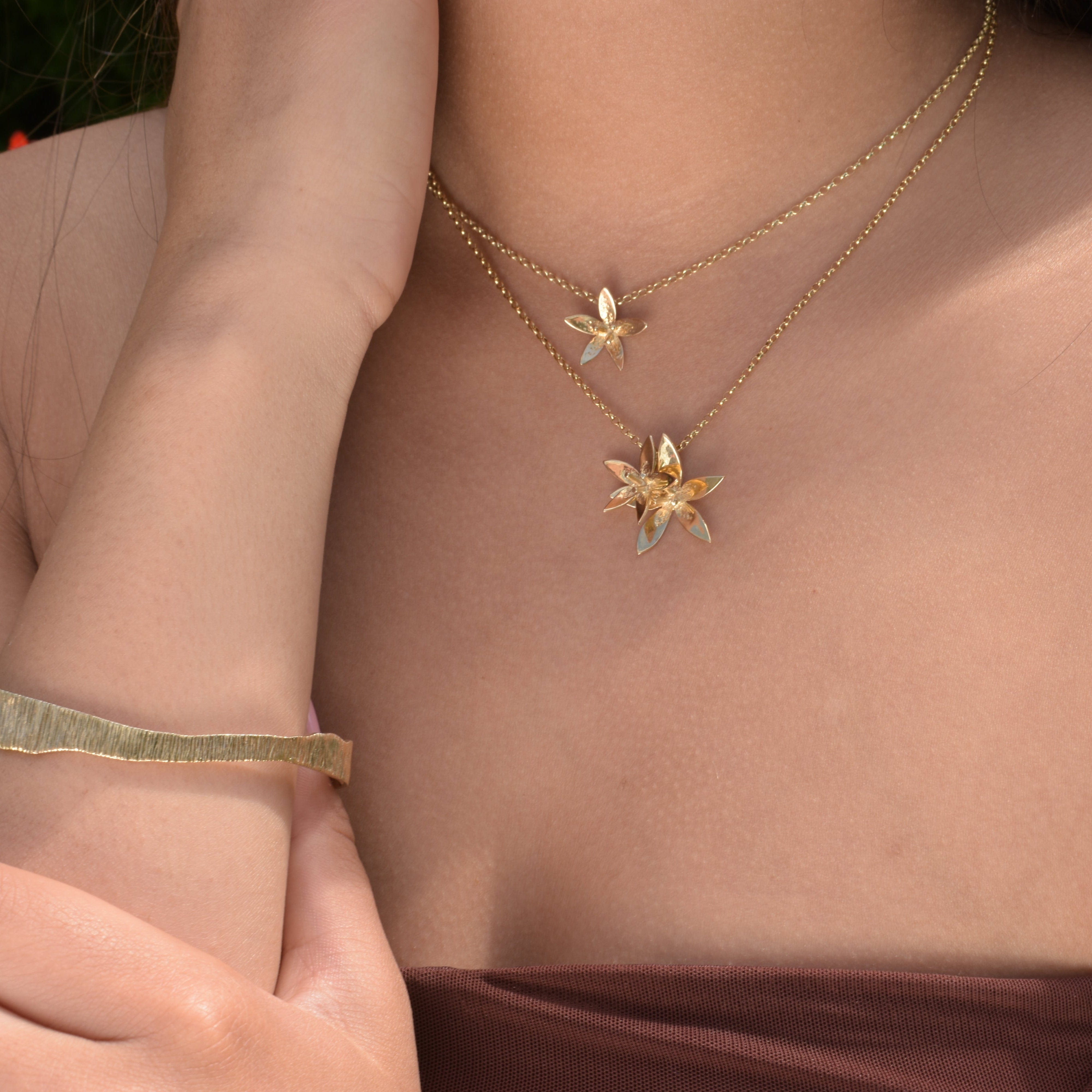 Martina Hamilton Star Flower | 9ct Solid Gold Double Floral Pendant