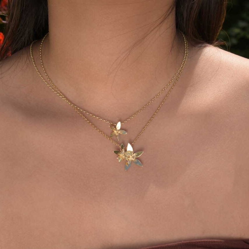 Martina Hamilton Star Flower | 9ct Solid Gold Double Floral Pendant