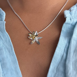 Martina Hamilton Star Flower | Sterling Silver and 9ct Solid Gold Double Floral Bell Chain Pendant