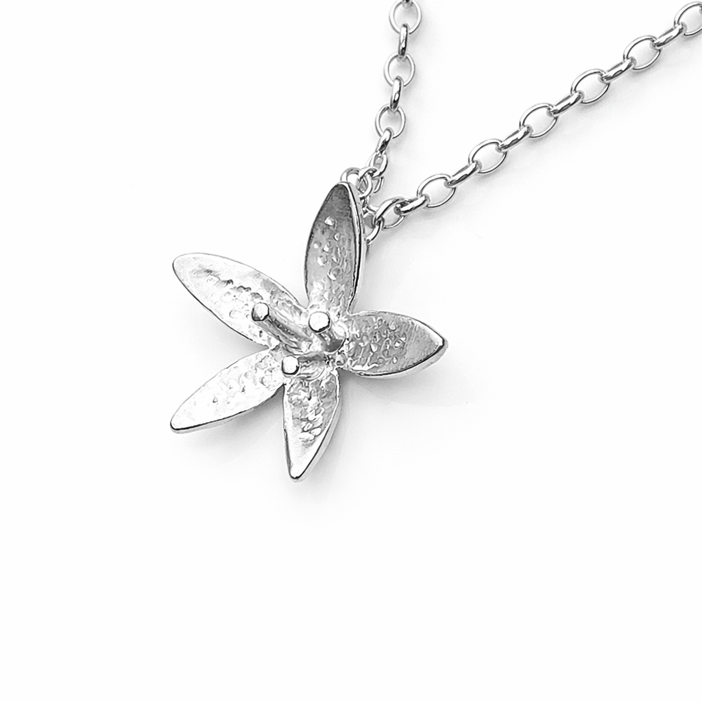 Martina Hamilton Star Flower | Sterling Silver Bell Chain Pendant Small