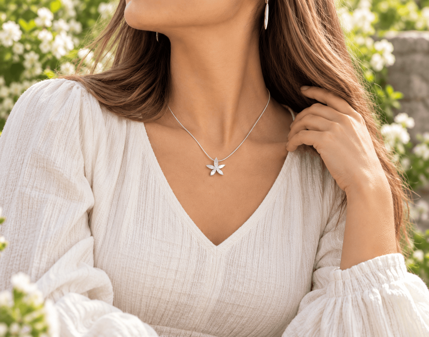 Martina Hamilton Star Flower | Sterling Silver Pendant Medium