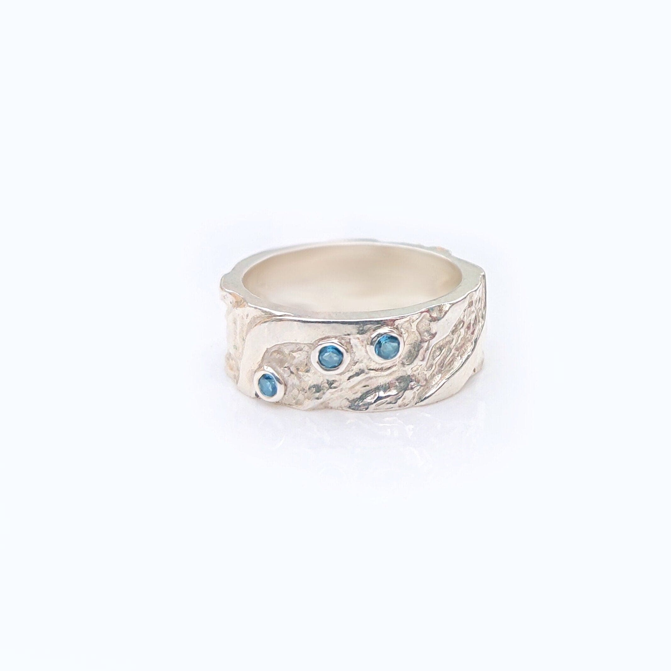 Martina Hamilton Blue-Topaz / J Seascape | Sterling Silver with 3 x 2mm Semi Precious Gemstone Ring