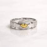 Martina Hamilton Ériu | Claddagh Sterling Silver Ring with Solid Gold Heart