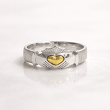 Martina Hamilton Ériu | Claddagh Sterling Silver Ring with Solid Gold Heart