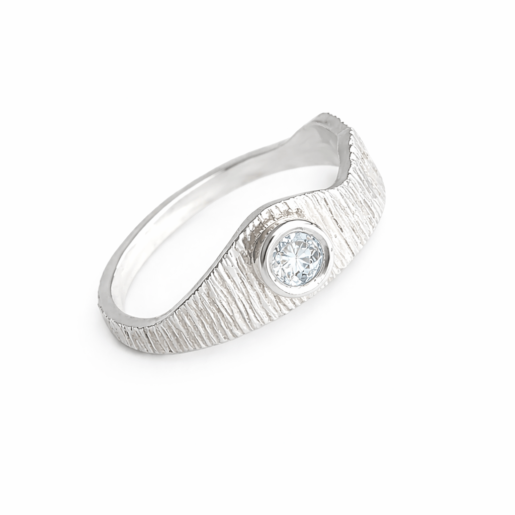 Martina Hamilton J / Clear CZ Seashore | Sterling Silver with Semi Precious Gemstone Ring