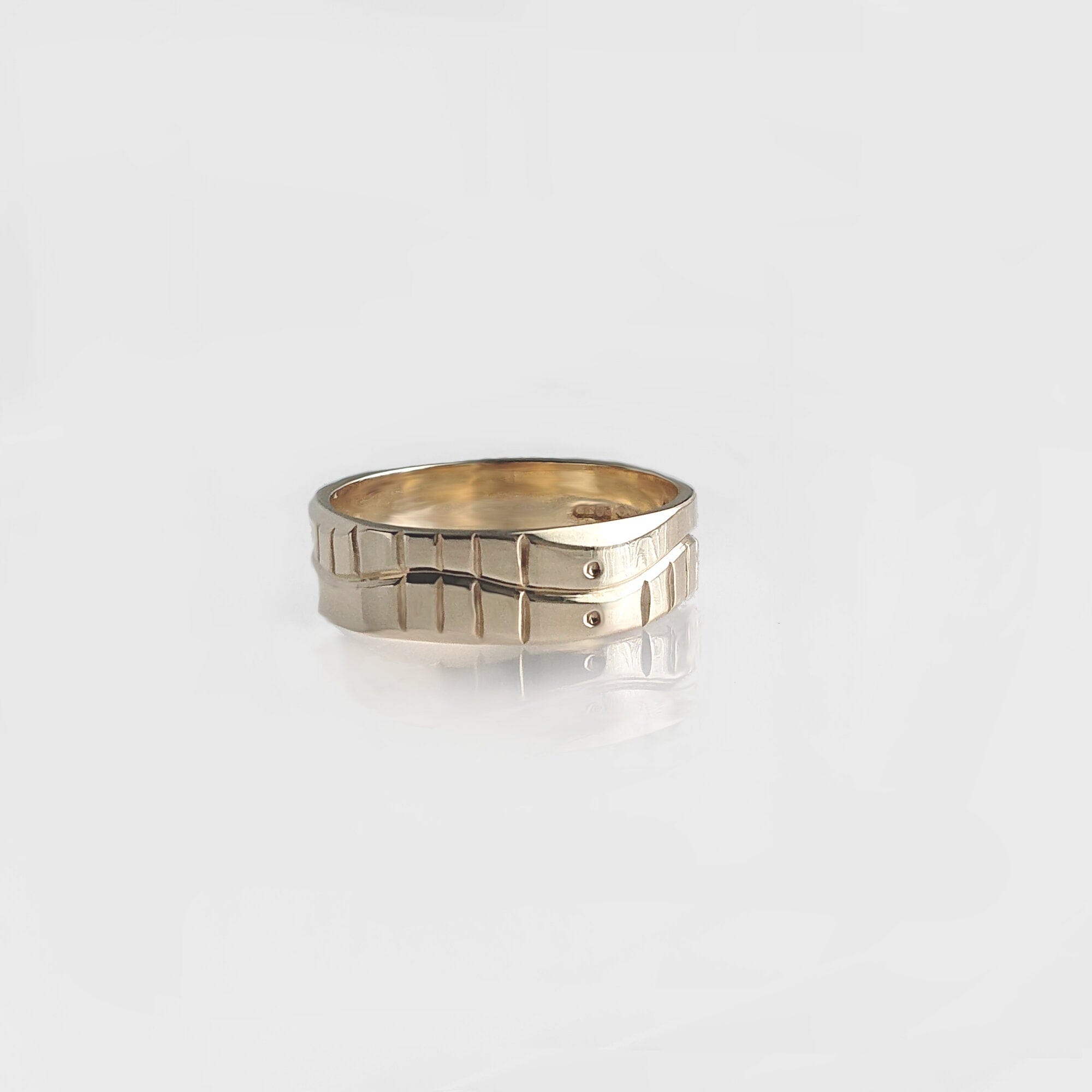 Martina Hamilton L Ogham | Solid Gold Sláinte Good Health Ring 6.4mm Band