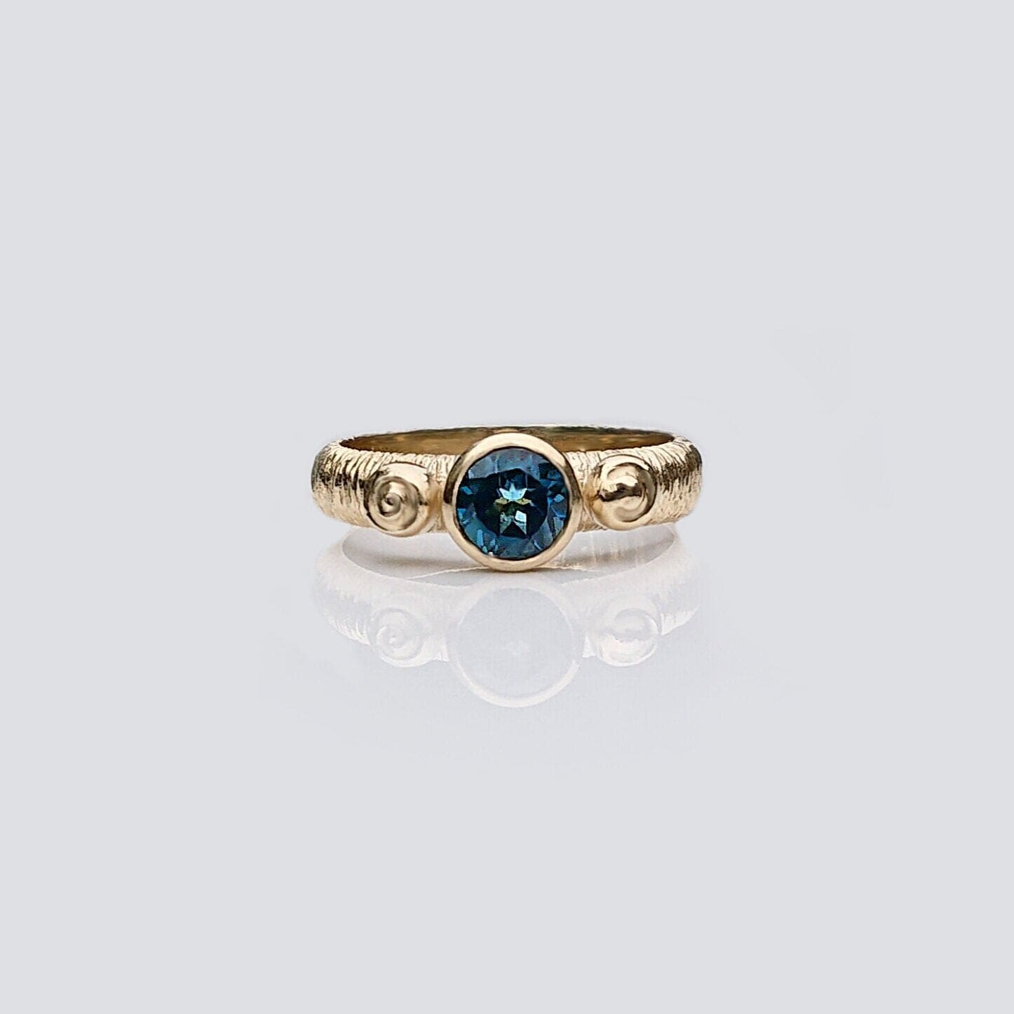 Martina Hamilton Love Poem | Solid Gold and 6mm Round Semi Precious Gemstone Ring