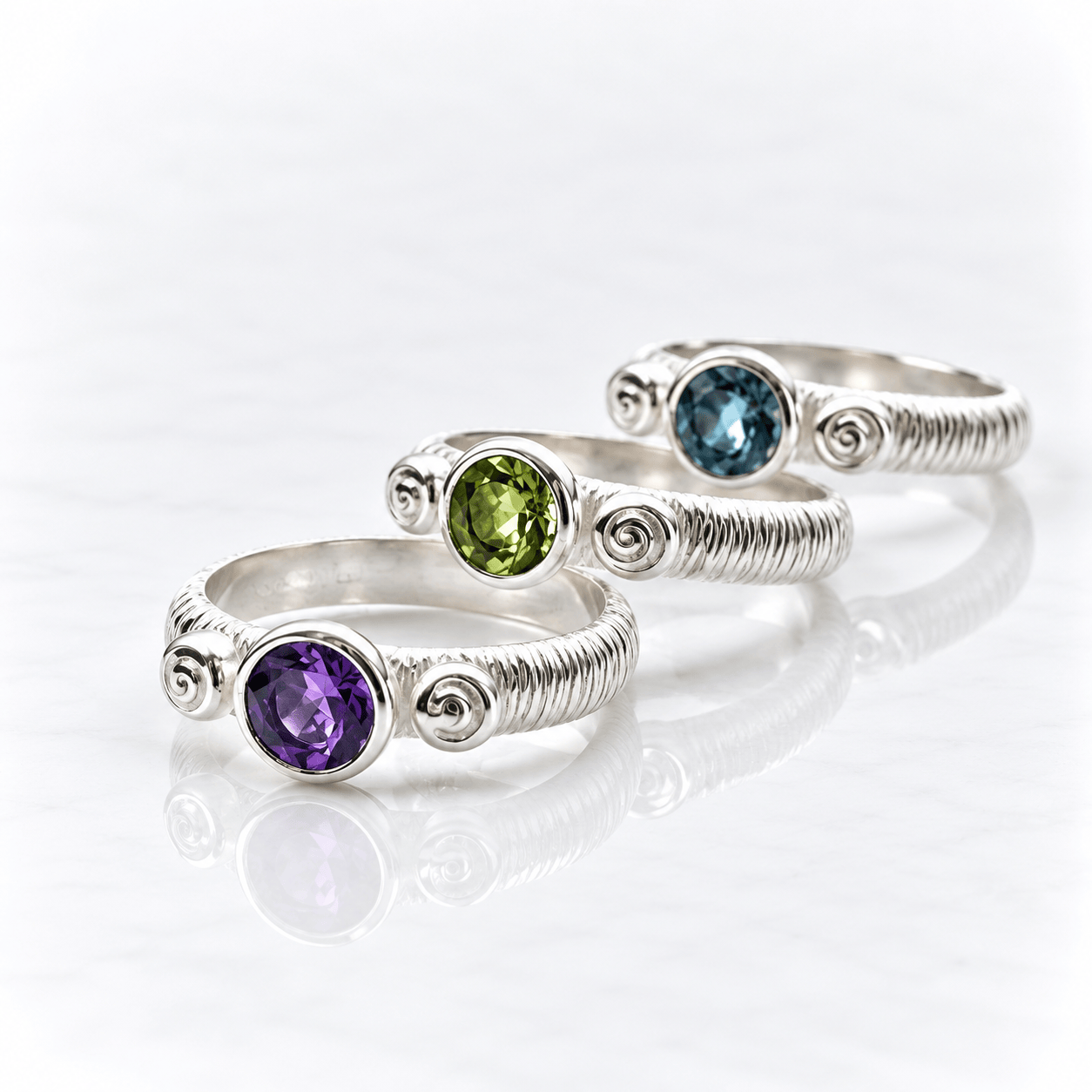 Martina Hamilton Love Poem | Sterling Silver and 6mm Round Semi Precious Gemstone Ring