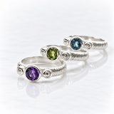 Martina Hamilton Love Poem | Sterling Silver and 6mm Round Semi Precious Gemstone Ring