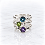 Martina Hamilton Love Poem | Sterling Silver and 6mm Round Semi Precious Gemstone Ring