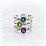 Martina Hamilton Love Poem | Sterling Silver and 6mm Round Semi Precious Gemstone Ring