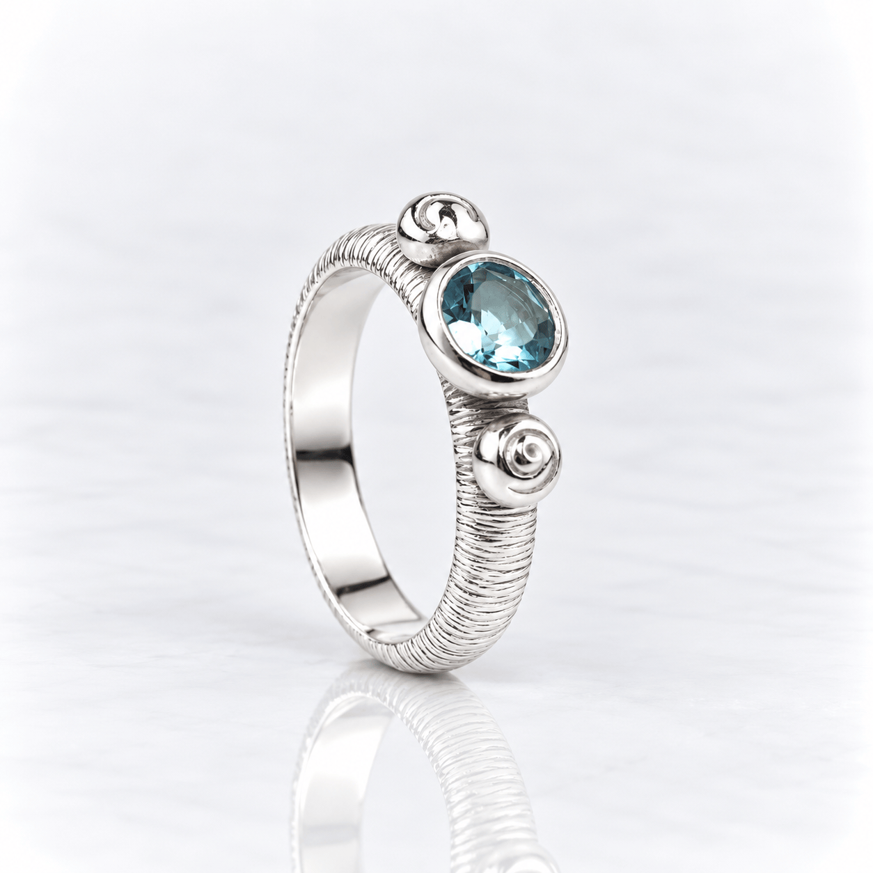 Martina Hamilton Love Poem | Sterling Silver and 6mm Round Semi Precious Gemstone Ring