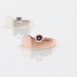 Martina Hamilton M / 9ct Yellow / Purple Amethyst Seashore | Solid Gold with Semi Precious Gemstone Smooth Ring