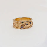 Martina Hamilton M / Purple Amethyst Seascape | Solid Gold with 3 x 2mm Semi Precious Gemstone Ring