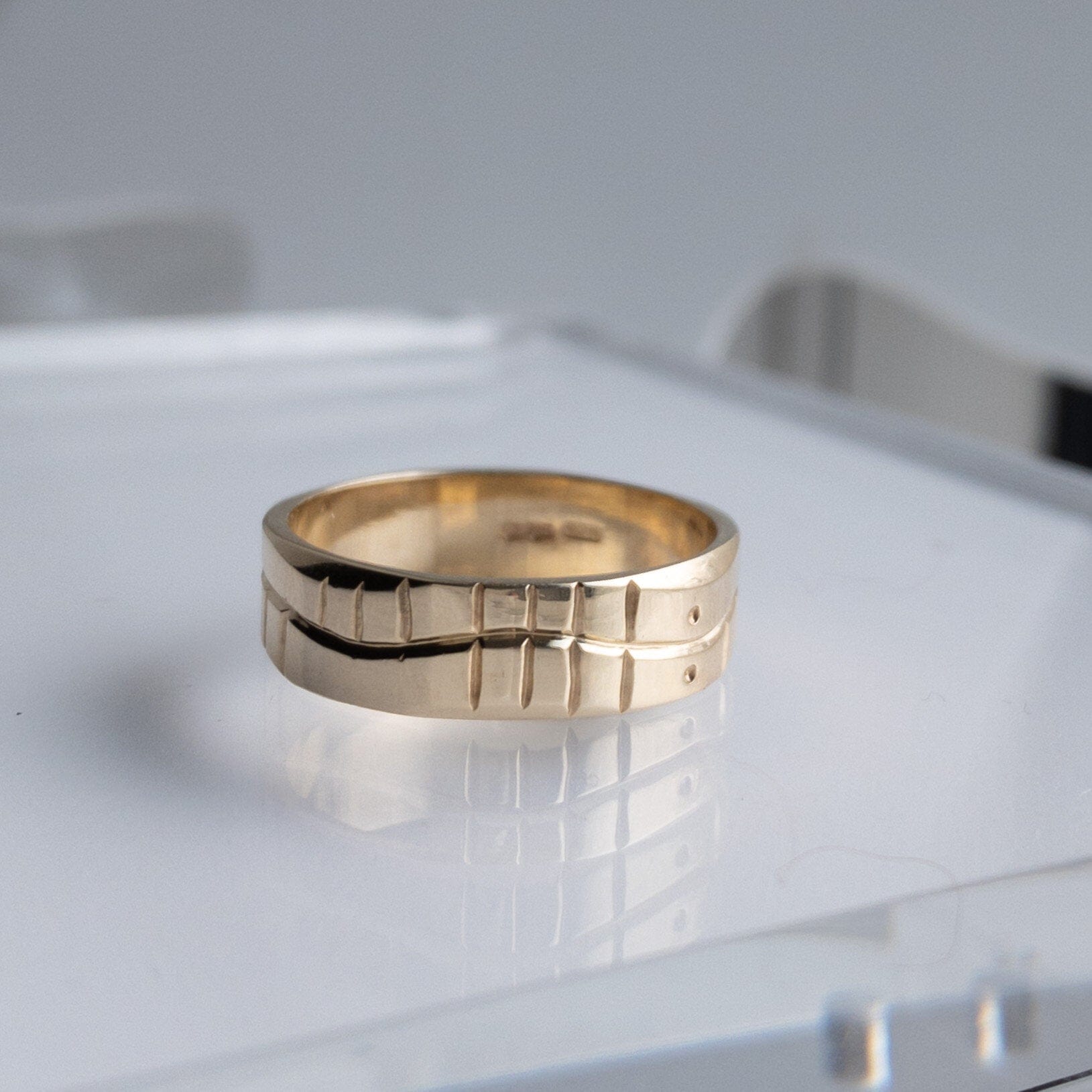 Martina Hamilton Ogham | Solid Gold Sláinte Good Health Ring 6.4mm Band