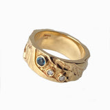 Martina Hamilton Seascape | Solid Gold with 1 x 4mm Stone and 2 x 2mm Stones Ring