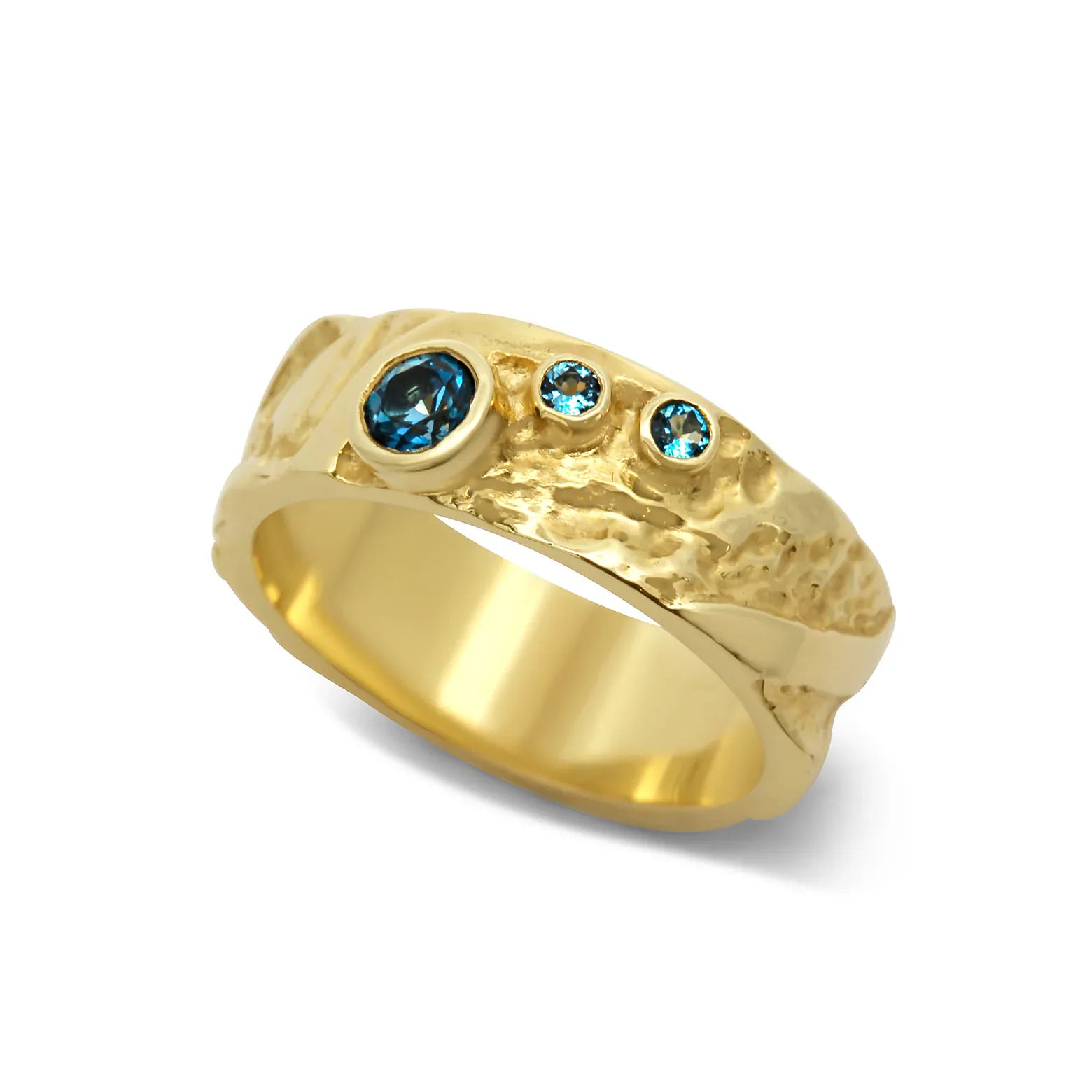 Martina Hamilton Seascape | Solid Gold with 1 x 4mm Stone and 2 x 2mm Stones Ring