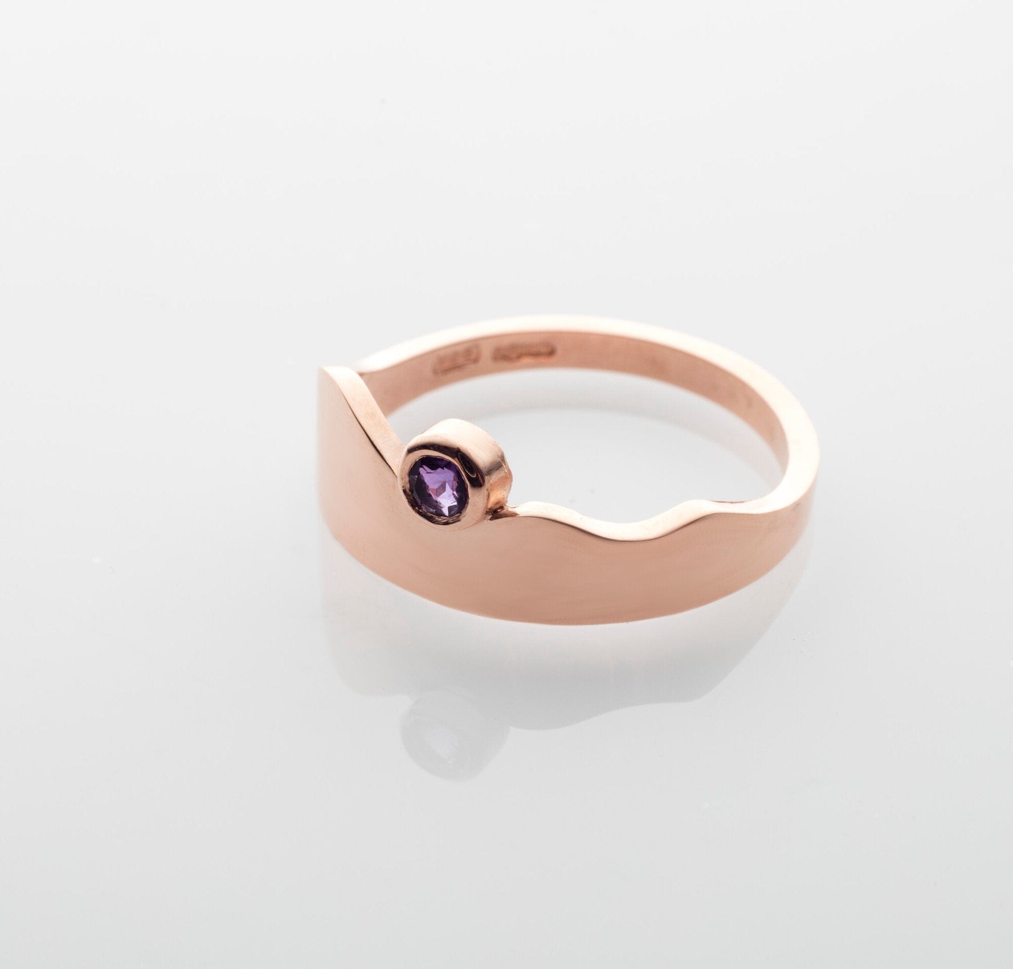 Martina Hamilton Seashore | Solid Gold with Semi Precious Gemstone Smooth Ring